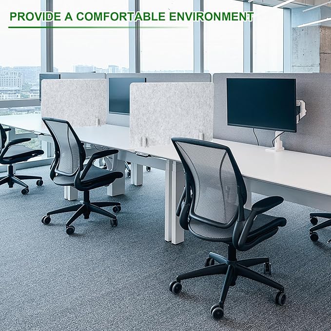 PATIKIL Desk Divider, 2 Set 24 x 24 Inch Acoustic Freestanding Desk Divider Desk Privacy Panel with 8 Pcs Support Feet for Library Office Workstation, Dark Grey