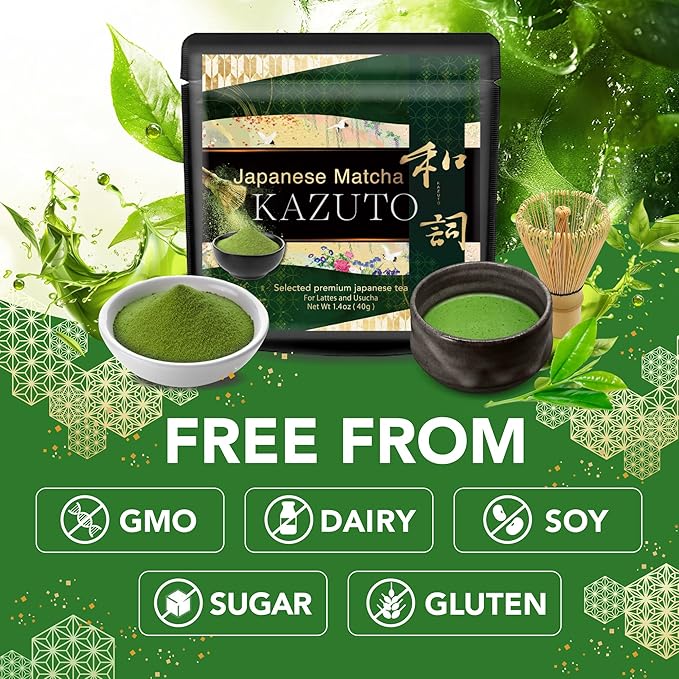 Kazuto Matcha Organic Ceremonial Green Tea Powder - Teahouse Edition - Premium First Harvest Ceremonial Grade- – Authentic Japanese First Harvest Ceremonial Grade Matcha Green Tea Powder from Shizuoka