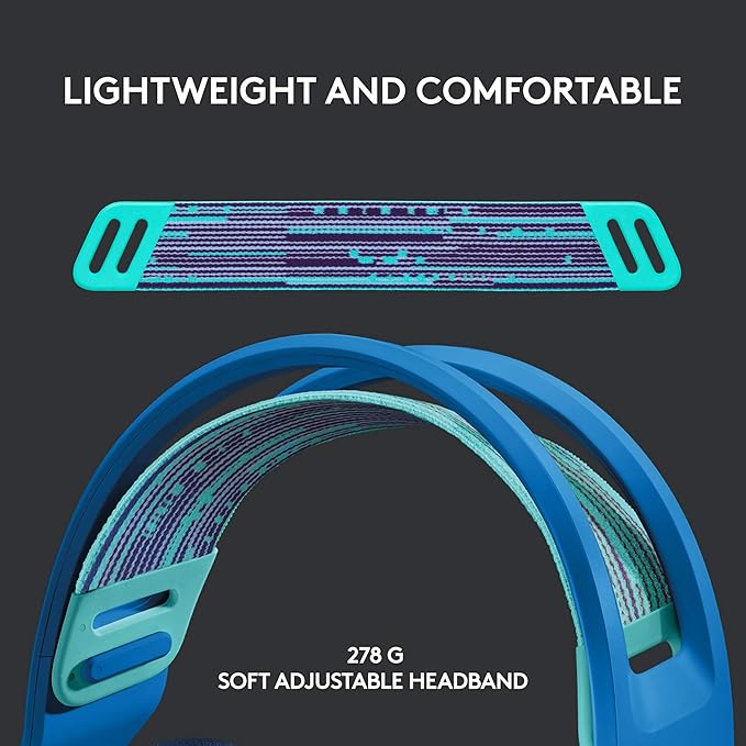 Logitech G733 Lightspeed Wireless Gaming Headset, Suspension Headband, Lightsync RGB, Blue VO!CE Mic, PRO-G Audio – Blue, Gaming Headset Wireless, PC, PS5, PS4, Switch Compatible