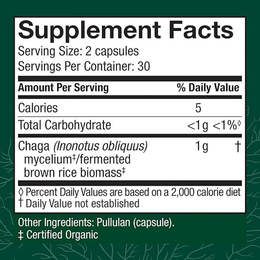 Host Defense Chaga Capsules - Immune System Support Supplement - Chaga Mushroom Capsules for Antioxidant Activity Support - Dietary Mushroom Supplement - 60 Capsules (30 Servings)*