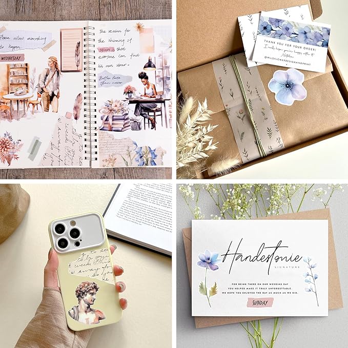 AVECMOI Reading Themed Journaling Stickers for Women, Paper & PET Aesthetic Scrapbook Sticker Book with 225 Images for Junk Journal, Planner and Collage