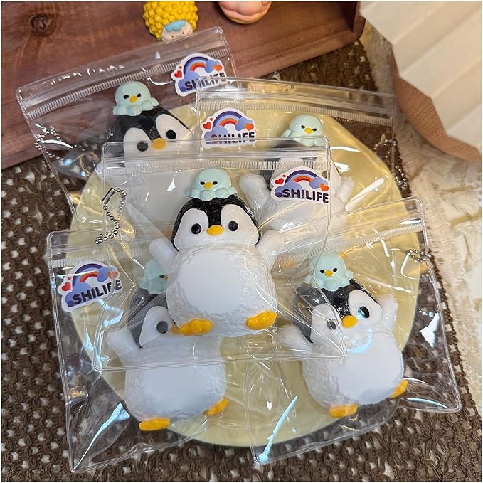 Taba Squishy Penguin,fufu squishies,Silicone Toys,Stress Relieving Fur Ball OPP Packaging GiftsSquishy Fidget Toys for Anxiety&Relaxation,Perfect Desk Accessory for Adults (Penguin)