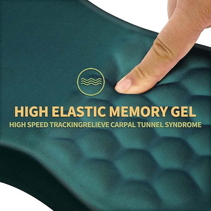 Ergonomic Wrist Rest Mouse Pad with Massage Design, Non-Slip Memory Foam, Relief for Carpal Tunnel Pain, Green