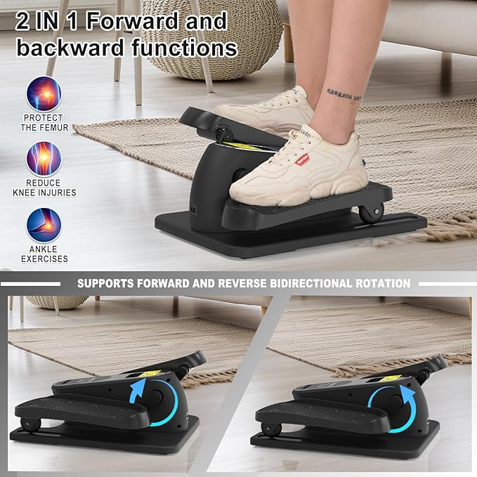 Under Desk Elliptical Machine Quiet Portable Elliptical Machine Ellipse Leg Exerciser with Remote Control and 12 Adjustable speeds