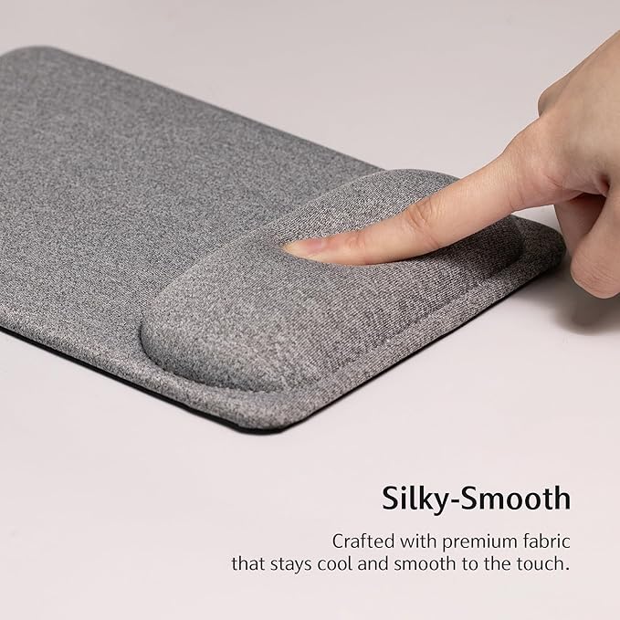 SenseAGE Compact Ergonomic Mouse Pad with Wrist Support, Pain Relief, Non-Slip Base, Optimized Tracking Surface, Lightweight & Portable, Ideal for Office, Home & Travel, 8.9 x 6.1 in (Grey)