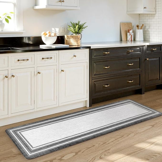 KIMODE Kitchen Mats for Floor Cushioned Anti Fatigue, Farmhouse Kitchen Runner Rug, Non Slip Kitchen Floor Mat, Comfort Padded Standing Desk Mat for Sink Laundry Office Gray 20"x71"