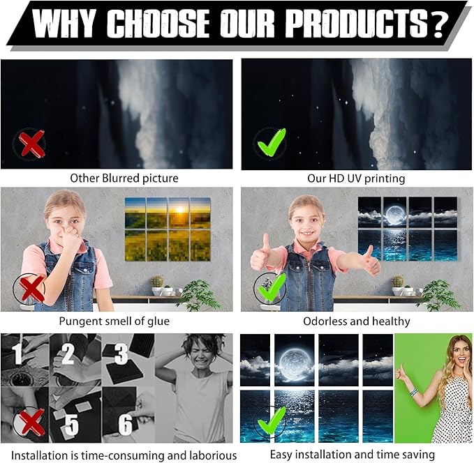 YPY Acoustic Panels, Soundproof Wall Panels: Sound Absorbing Wall Art, 8 Pack 48"x32" Decorative Sound Proofing Panels, Acoustical Treatment Better than Sound Proof Foam, Noise Cancelling Wall Panels