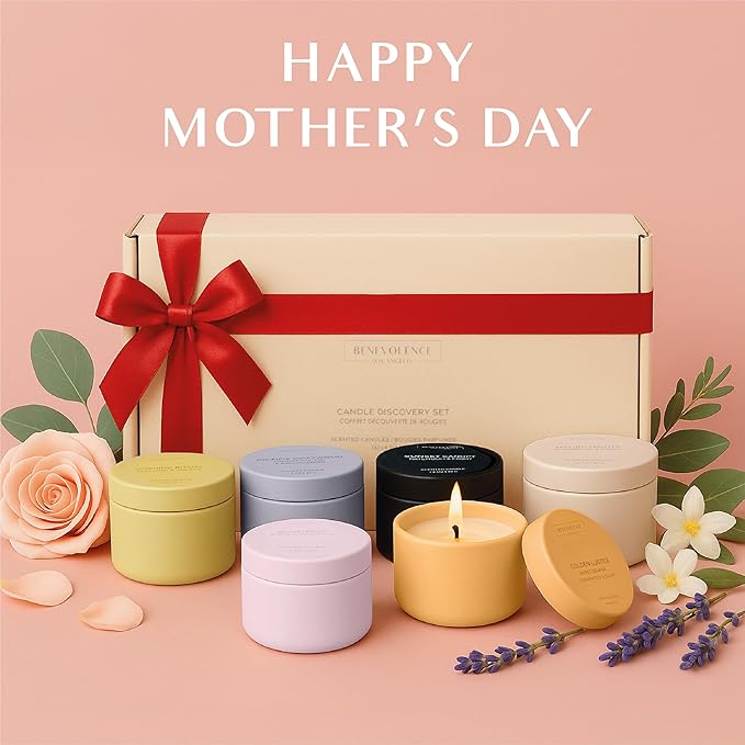 Benevolence LA Candle Gift Set – 6 Fall Scented Candles (1.4 oz) | Aromatherapy Candles with Orange, Eucalyptus, Rose & Jasmine | Cozy Seasonal Gift