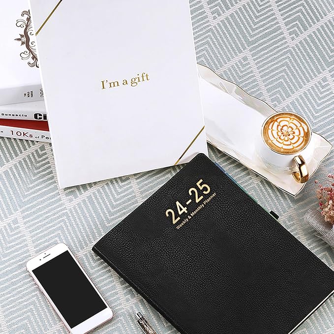 2024-2025 Planner - Weekly Monthly Planner 2024-2025, JUL 2024 - JUN 2025, 8.5" x 11", Leather Cover Planners 2025 with Thick Paper, Back Pocket with Notes Pages - Black