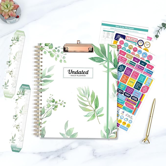 Ospelelf Undated Spiral Bound Planner Daily, Weekly and Monthly Planner 2025-2026, Work Planner 12 Month 8.5 x 11