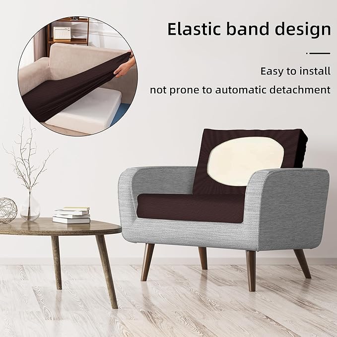 8Pcs Stretch Patio Cushion Covers,Outdoor Couch Covers Replacement,Outdoor Couch & Sofa Slipcovers,for Patio Furniture Cushion Covers,Washable Reusable Furniture Protector (Coffee,Cover Only)