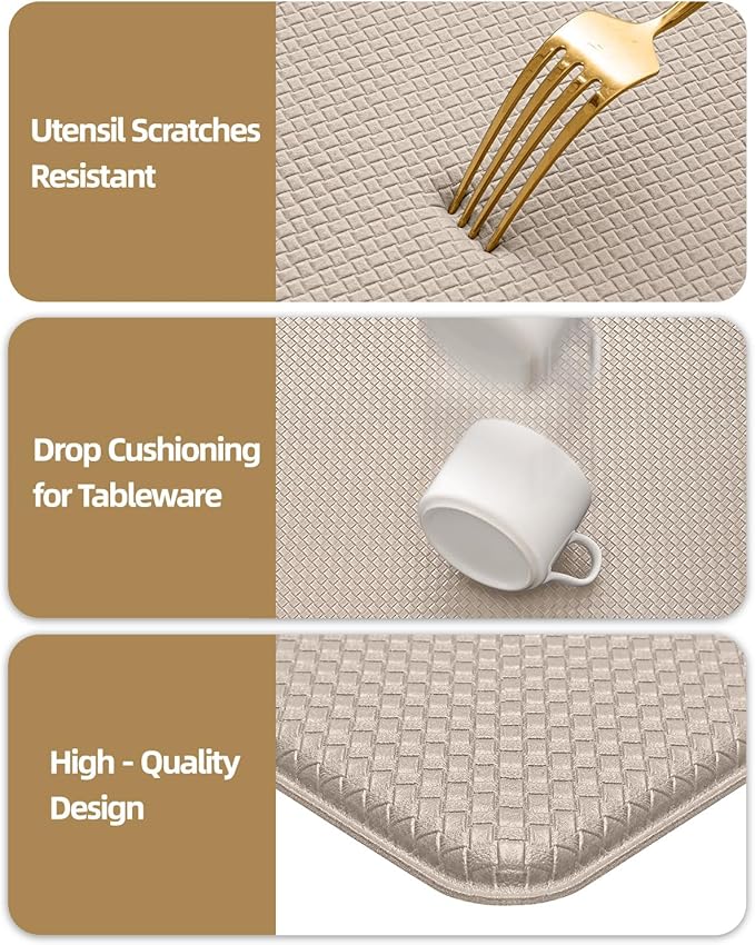 Color&Geometry Anti Fatigue Cushion Kitchen Mat for Floor - 17"x79",Long,Easy Clean, Water & Oil Proof, Anti Slip, Foam Rubber Runner Rug for Front Sink Comfort Standing,Dark Beige