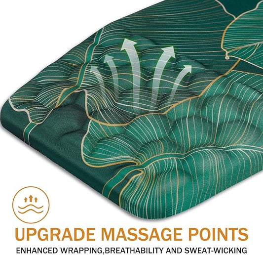 Ergonomic Mouse Pad Wrist Support,Upgrade Mousepad with Massage Design,Non-Slip PU Base Desktop Mouse Pads for Pain Relief, Computer, Office & Home,12 x 8 in（F-Leaf Green）