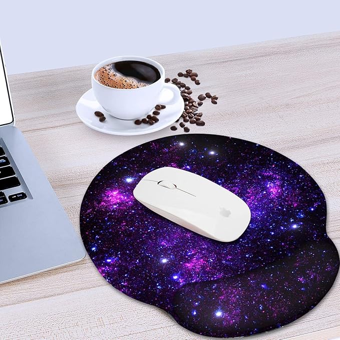 RICHEN Memory Foam Mouse Pad with Wrist Support,Ergonomic Mouse Pad with Wrist Rest,Non-Slip Rubber Base for Computer Laptop & Mac,Lightweight Rest for Home,Office & Travel (Purple Starry)