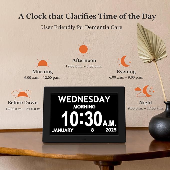 10.1'' Digital Clock, 1280*800p HD Extra Large Display, Digital Clock With Date, Time, Day Of Week, 10 Reminders & 6 Alarms, Auto Dimming & DST, Remote Control, Dementia Clock For Seniors, Black