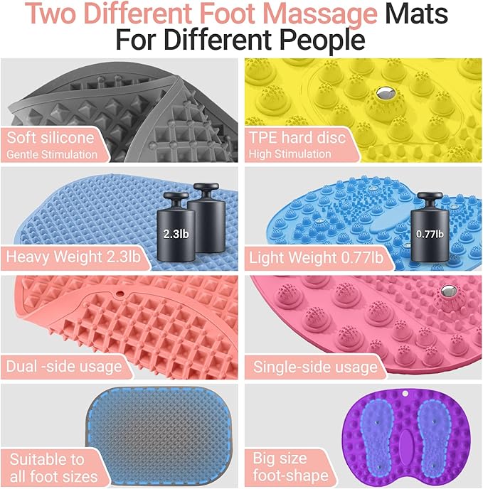 Upgrade Silicone Foot Massage Mat, Large Reflexology Mat for Feet Relaxation, Portable Foot Acupressure Mat with Dual-Side Usage, Foldable Standing Desk Mat for Pain, Fatigue Relief(Pink-XL)