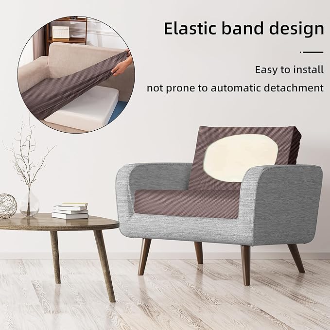 8Pcs Stretch Patio Cushion Covers,Outdoor Couch Covers Replacement,Outdoor Couch & Sofa Slipcovers,for Patio Furniture Cushion Covers,Washable Reusable Furniture Protector (Camel,Cover Only)