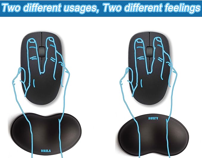 BRILA Ergonomic Silicone Mouse Wrist Rest, Cooling Silica Gel PU Leather Mouse Wrist Support Pad for Office Work and Laptop Computer Gaming