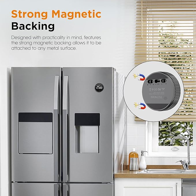 Rechargeable Magnetic Digital Kitchen Timer-Loud Alarm Visual Productivity Timer&Pomodoro Timer with Large LED Display,3 Presets(5/15/25min),3 Volume Levels.Ideal for Cooking Fitness&Office Use