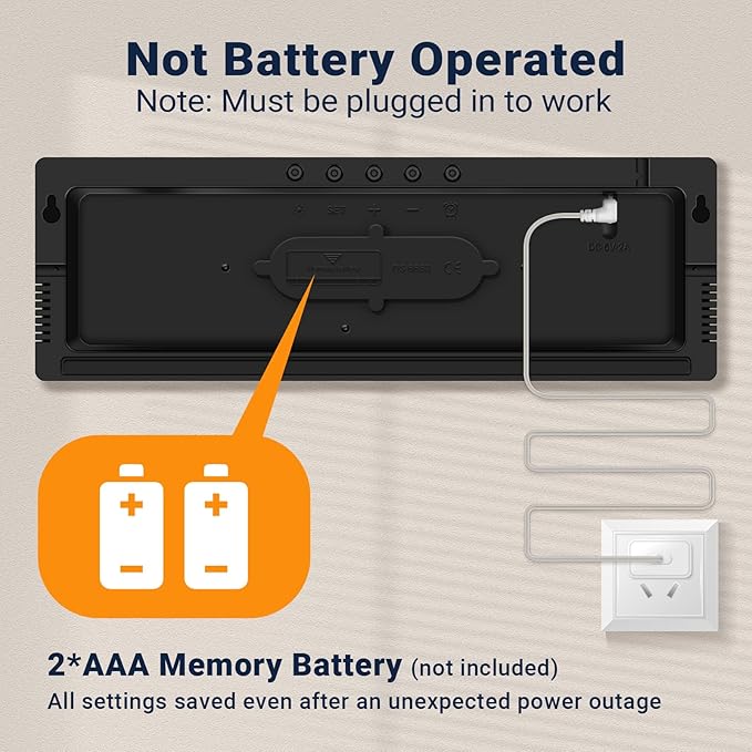 16.5" Large Digital Wall Clock: 11 RGB Colors Wall Mount Decor Clock for Living Room Bedroom Office Classroom, House Warming Gifts New Home Decor, Birthday Gifts for Men Women Black