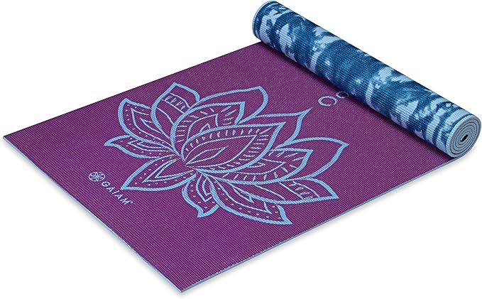Gaiam Yoga Mat - Premium 6mm Print Reversible Extra Thick Non Slip Exercise & Fitness Mat for All Types of Yoga, Pilates & Floor Workouts (68" x 24" x 6mm Thick)