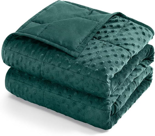 Kivik Minky Dot Weighted Blanket for Adults, 12 lbs Breathable Heavy Throw Blankets, Ultra Soft Cooling Weighted Comforter, Machine Washable, 48"x72" Twin, Dark Green