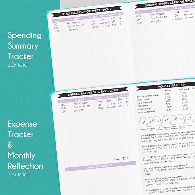 Budget Planner and Monthly Bill Organizer - Finance Planner, 12-Month Journey to Financial Freedom | Bill Payment Tracker Monthly Organizer, Money Saving & Expense Tracker | Undated Budgeting Journal