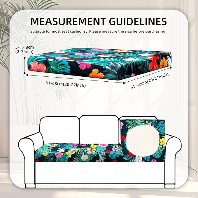 8Pcs Stretch Patio Cushion Covers,Outdoor Couch Covers Replacement,Outdoor Couch & Sofa Slipcovers,for Patio Furniture Cushion Covers,Washable Reusable urniture Protector (Flowered Leaves,Cover Only)