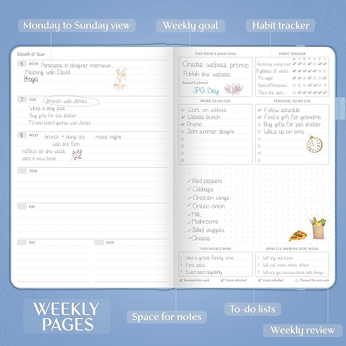 Legend Weekly Planner Premium – Undated Weekly, Monthly & Budget Planner – Life Organizer for Time Management & Productivity, A5 (Periwinkle, New Cover)
