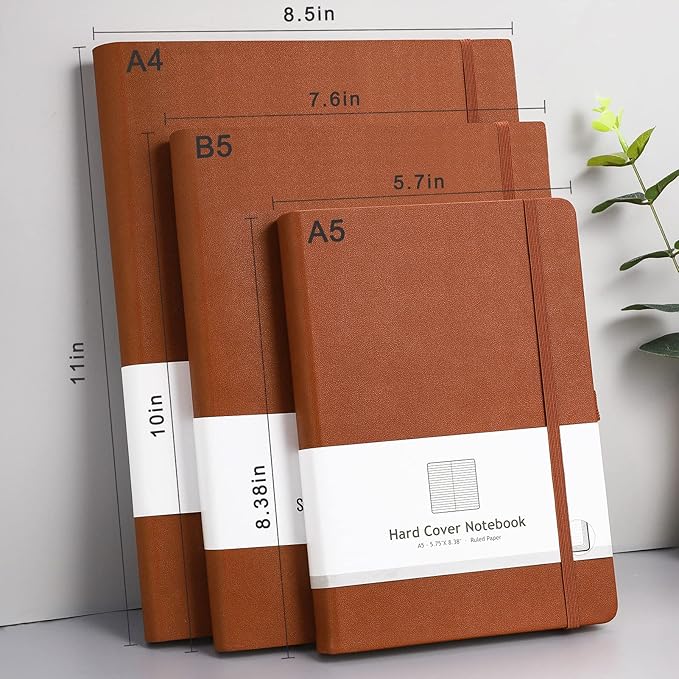 AHGXG Lined Journal Notebook - 320 Numbered Pages A5 College Ruled Notebook Thick Journal for Writing, 100gsm Lined Paper, Leather Hardcover, for Women Men Work Office School, 5.75'' X 8.38''-Brown
