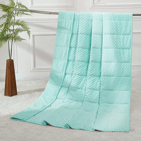 Alomidds Weighted Blanket, Luxury Velvet Heavy Blankets for Adults and Kids,Warm and Breathable Soft and Comfort Minky, Gravity Blanket with Premium Glass Beads (48"x72",12lbs Twin Size - Teal)