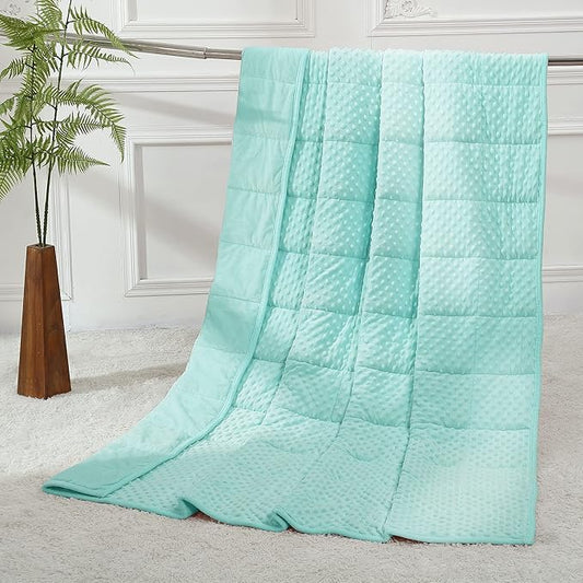 Alomidds Weighted Blanket (60"x80",15lbs Queen Size - Teal), Weighted Blankets for Adults, Cooling Breathable Soft and Comfort Minky, Heavy Blanket Microfiber Material with Glass Beads