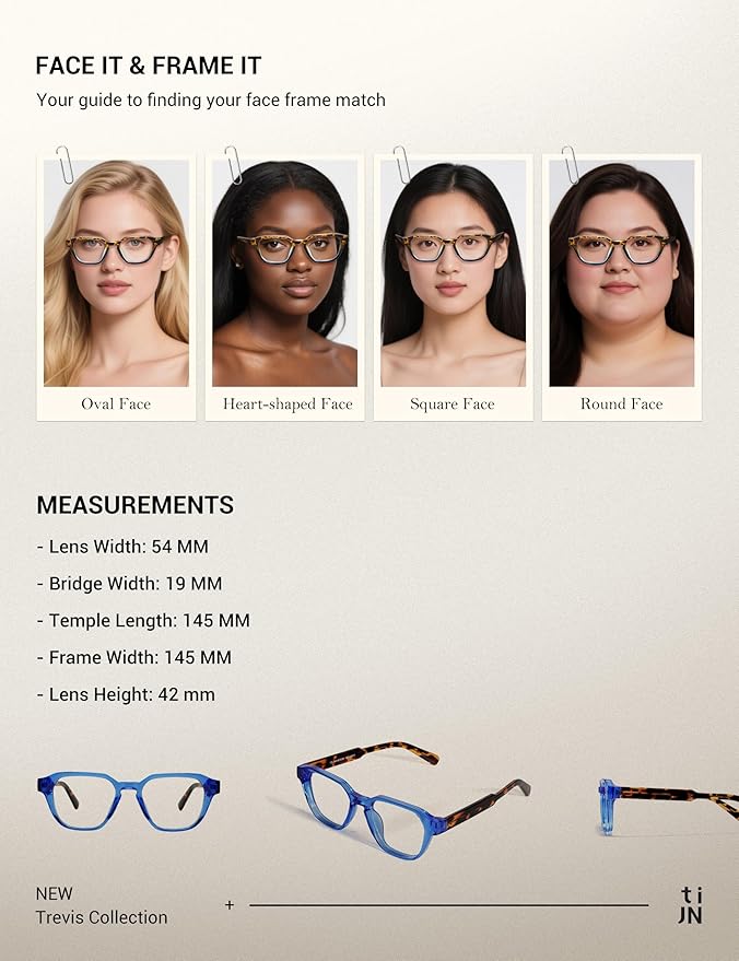 TIJN Blue Light Blocking Glasses for Women Men TR90 Rectangle Frame and Chic Preppy Style Computer Screen Glasses, Trevis