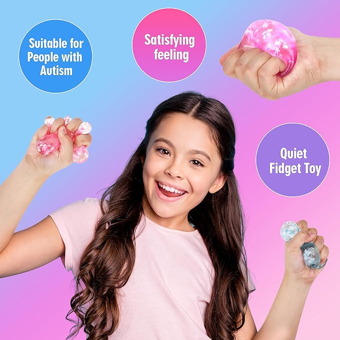 Fidget Toy Stress Cube 3 Pack,Cube Stress Ball with Snowflakes Inside,Mellow and Chill Touch,Classroom Prize Box Toys,Cube Squishies for Adults Kids Children Teens (Stress Cube 3 Pack)