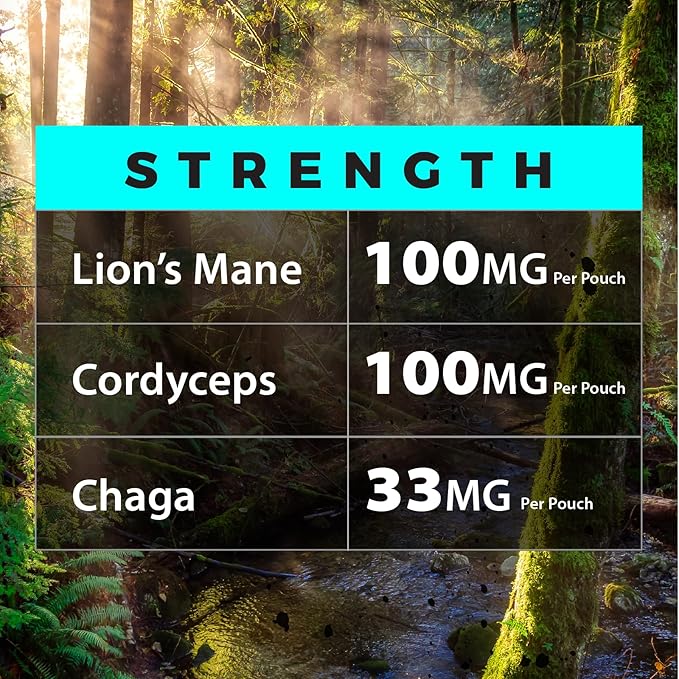 Fully Loaded Alpha Mushroom Pouches - Adaptogen Nootropic Pouches (5-Pack, Vanilla) - Lion's Mane, Cordyceps, & Chaga - 5 cans, 15 Pouches per can - Functional Mushrooms - Made in The USA
