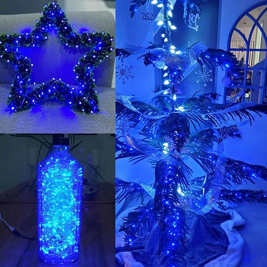 66Ft 200LED Fairy Lights Plug in, Waterproof String Lights Outdoor & Indoor 8 Modes with Timer, Christmas Light Bedroom Decor, Twinkle Light for Girl's Room Garden Christmas Decorations (Blue)