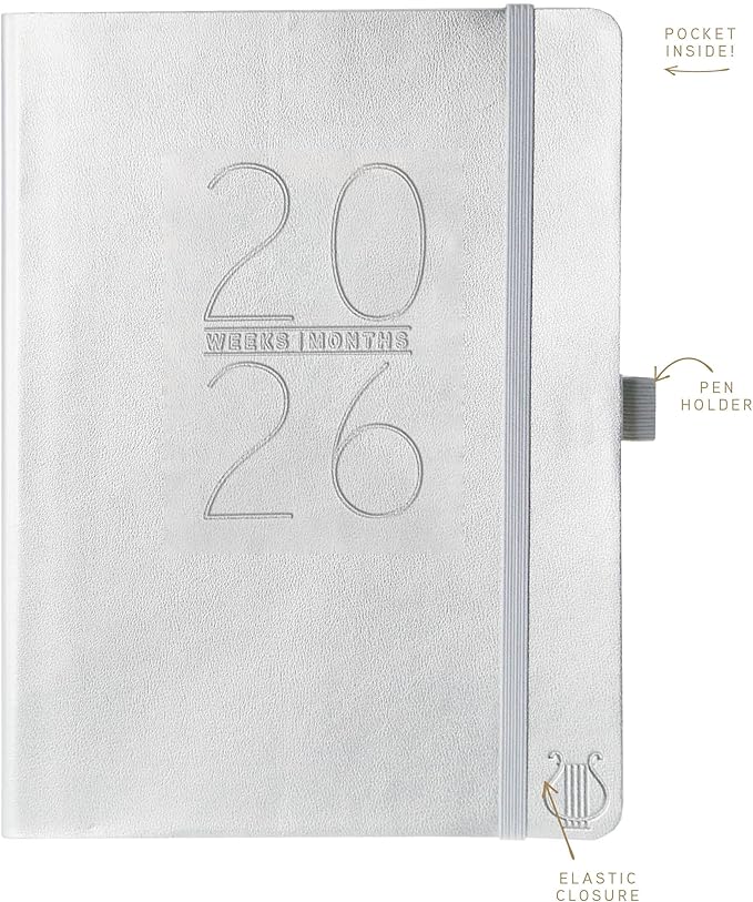 Graphique 2026 Apollo Business Planner | 18 Month Organizer, July 2025 - Dec. 2026 | Weekly & Monthly Spreads | To-Do List & Note Pages | Pen Loop | Vegan Leather | Silver | 6” x 8”