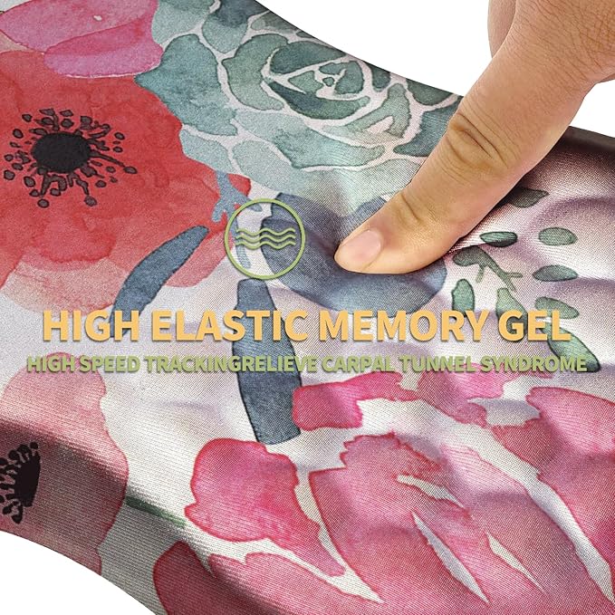 Ergonomic Mouse Pad with Wrist Rest Support, Massage Design Mouse pad Relief Carpal Tunnel Pain, Entire Memory Foam Non-Slip Mouse Pad, Computer Mouse Pads for Wireless Mouse Pad, Beautiful Flowers