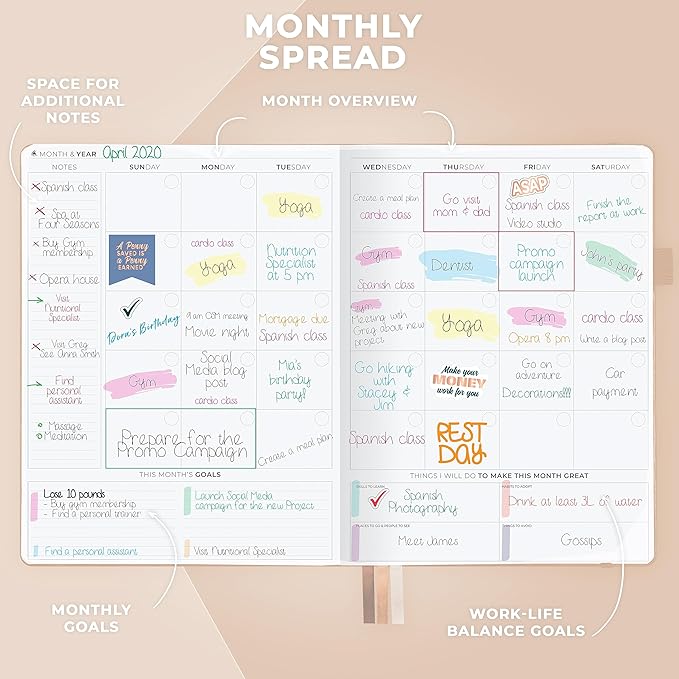 Clever Fox Planner PRO Schedule – Undated Weekly & Monthly Life Planner with Time Slots, Appointment Book & Daily Organizer, A4 (Seashell)