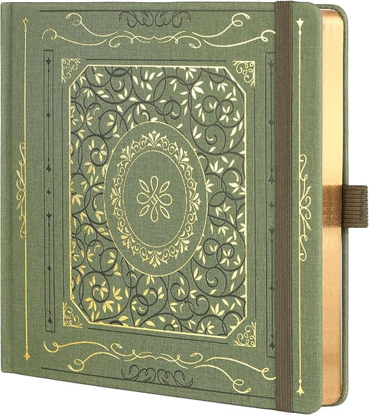 TIEFOSSI Dotted Journal Notebook, Dot Grid Notebook for Women Men, Hardcover PU Leather Journal, 160 GSM Thick Paper, 160 Numbered Pages with Gold Edges, 8 x 8 Square Diary