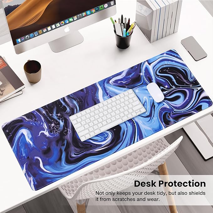 ALOANES Waterproof Mouse Pad with Durable Stitched Edge, Large Gaming Keyboard Pad, Non-Slip Rubber Base, Extended Desk pad for Gamer, Office & Home, Fluid Mousepad 31.5''x 11.8''x 0.12''