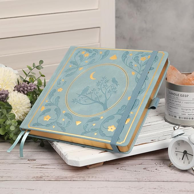 TIEFOSSI Dotted Journal Notebook, Dot Grid Notebook for Women Men, Hardcover PU Leather Journal, 160 GSM Thick Paper, 160 Numbered Pages with Gold Edges, 8 x 8 Square Diary