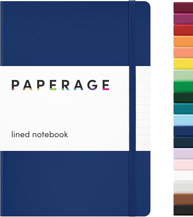 PAPERAGE Lined Journal Notebook, (Royal Blue), 160 Pages, Medium 5.6 in x 8 in - 100 GSM Thick Paper – Hardcover Journaling Notebook for Work, School & Note Taking