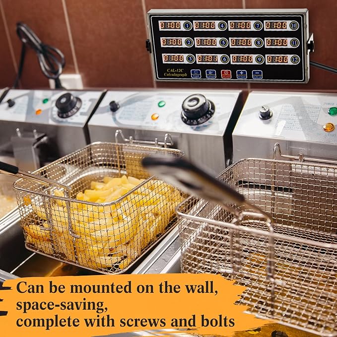 2 Pack 12-Channel Digital Kitchen Timer, Commercial Cooking Timer with Loud Alarm, Large LCD Display, for Restaurants, Baking, Labs, Multiple Independent Countdown Timers