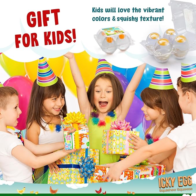 Funky Egg Splat Ball Squishy Toys | 4 Pack | Stress Relief Eggs Yolk Balls Squishies Fun Toy for Children | Anxiety Reducer Sensory Play | Tension Relief for Adults Autism & ADHD by Namre