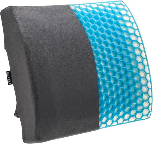 Lumbar Support Pillow - Gel Memory Foam Back Cushion for Lower Back Pain Relief & Improve Sitting Posture, Lumbar Support Cushion with Adjustable Strap & Non-Slip for Office Chair, Sofa, Car