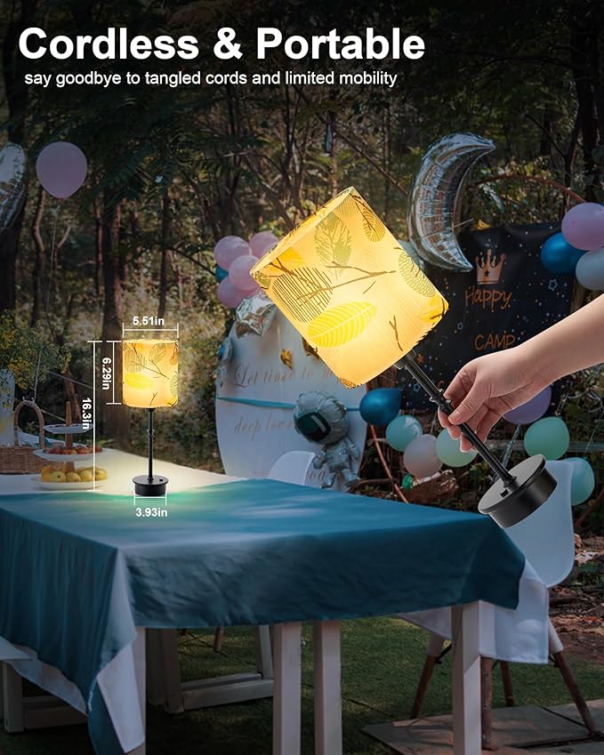 UMEXUS Cordless Table Lamp for Bedroom, Rechargeable Battery Operated Lights, Dimmable Touch Bedside Night Light Lamp for Nightstand Living Room Side End Table Outdoor Patio Home Decor