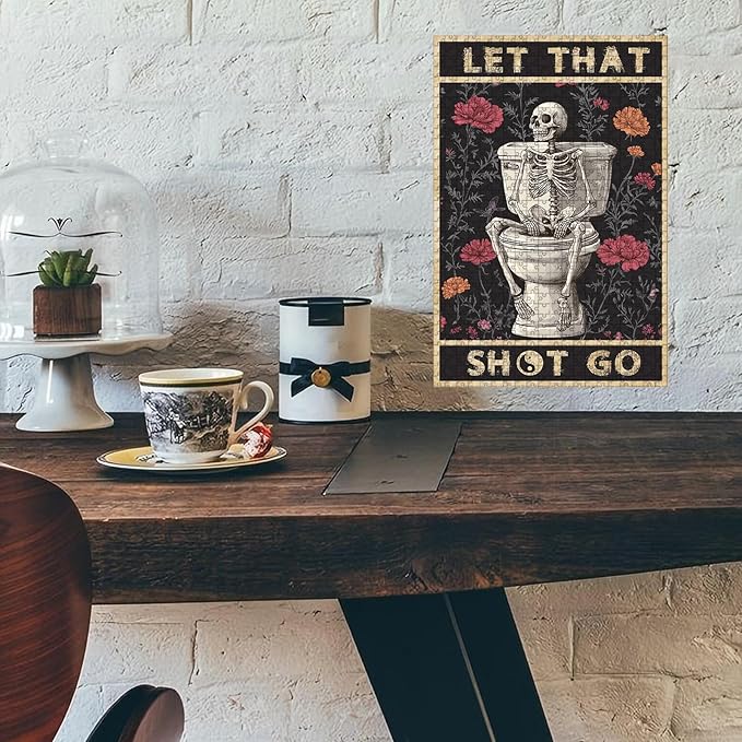 500 Piece Wooden Puzzle Gothic Skull for Parents & Kids Educational Tiles 20.4x15 Inch