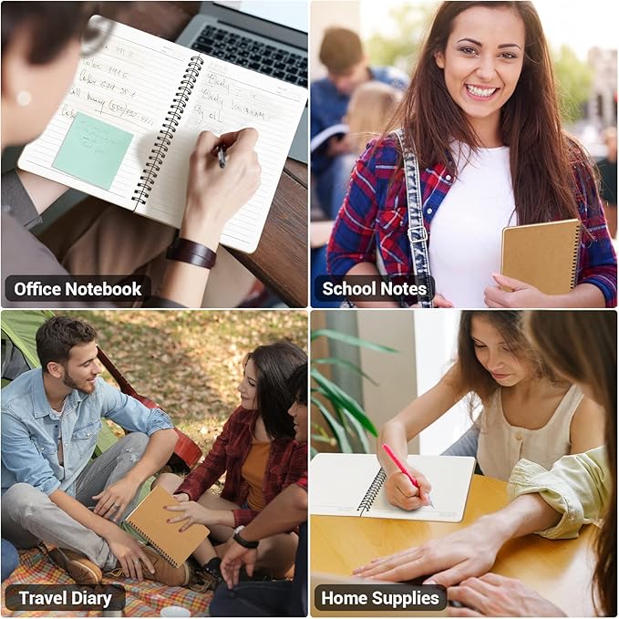 EUSOAR Spiral Ruled Notebook, A5 6 Pack 5.5" x 8.3" 120 Pages Lined Travel Hardcover Notebooks Journal, Memo Notepad Sketchbook, Students College Office Business Subject Diary Ruled Book Journal