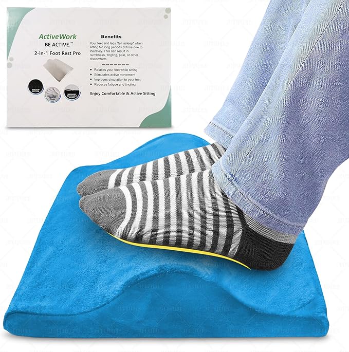 2-in-1 Portable Foot Rest Pro - Extra Large - Foot Rest & Foot Leg Exerciser - Improve Circulation & Relax Exercise Massage Foot Under Desk Work Office Chair, Gaming & Home (Brown)